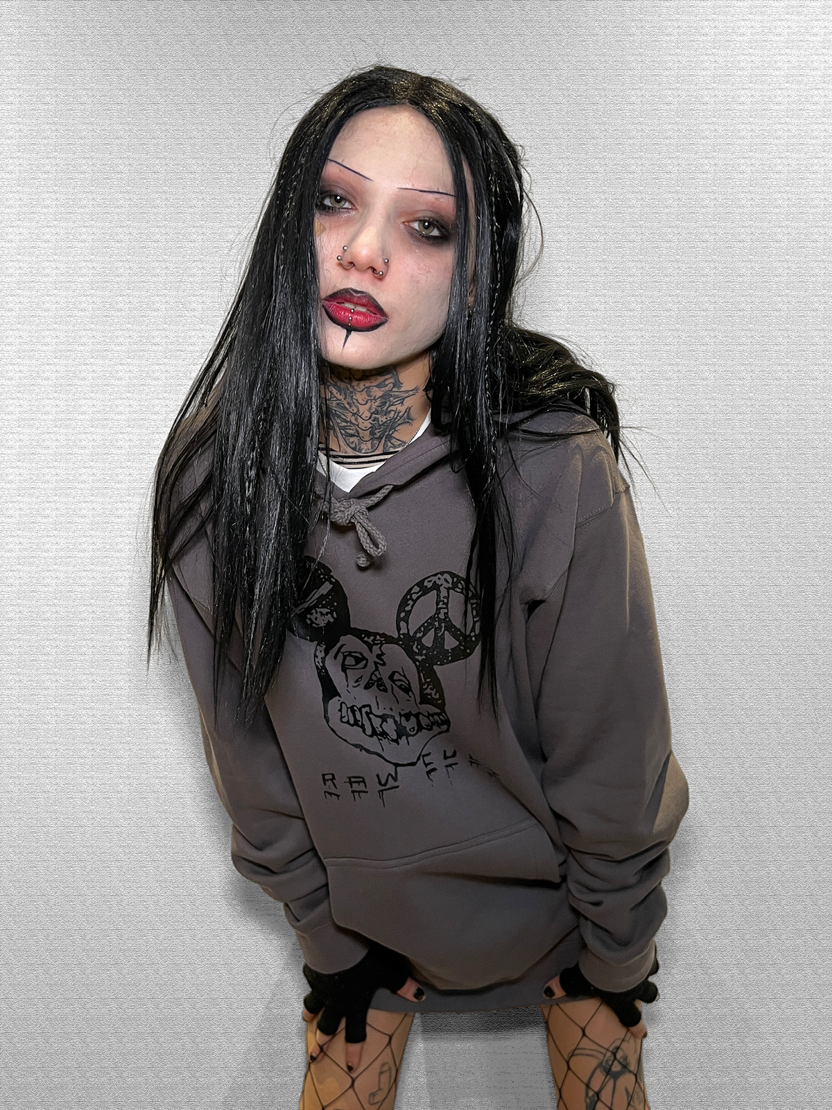RAW CULT | Sudadera con capucha Hell Rat - Carbón vegetal
