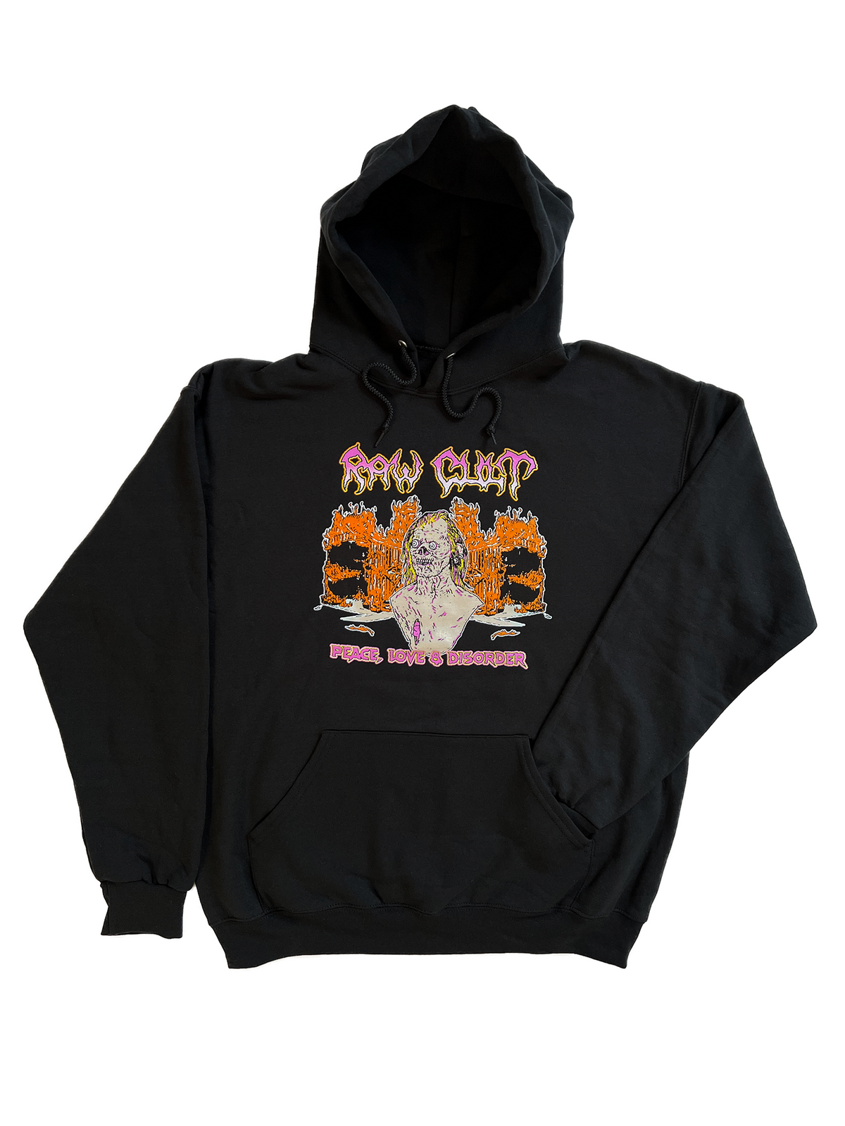 Sudadera con capucha RAW CULT | Paz, Amor y Desorden - Negra