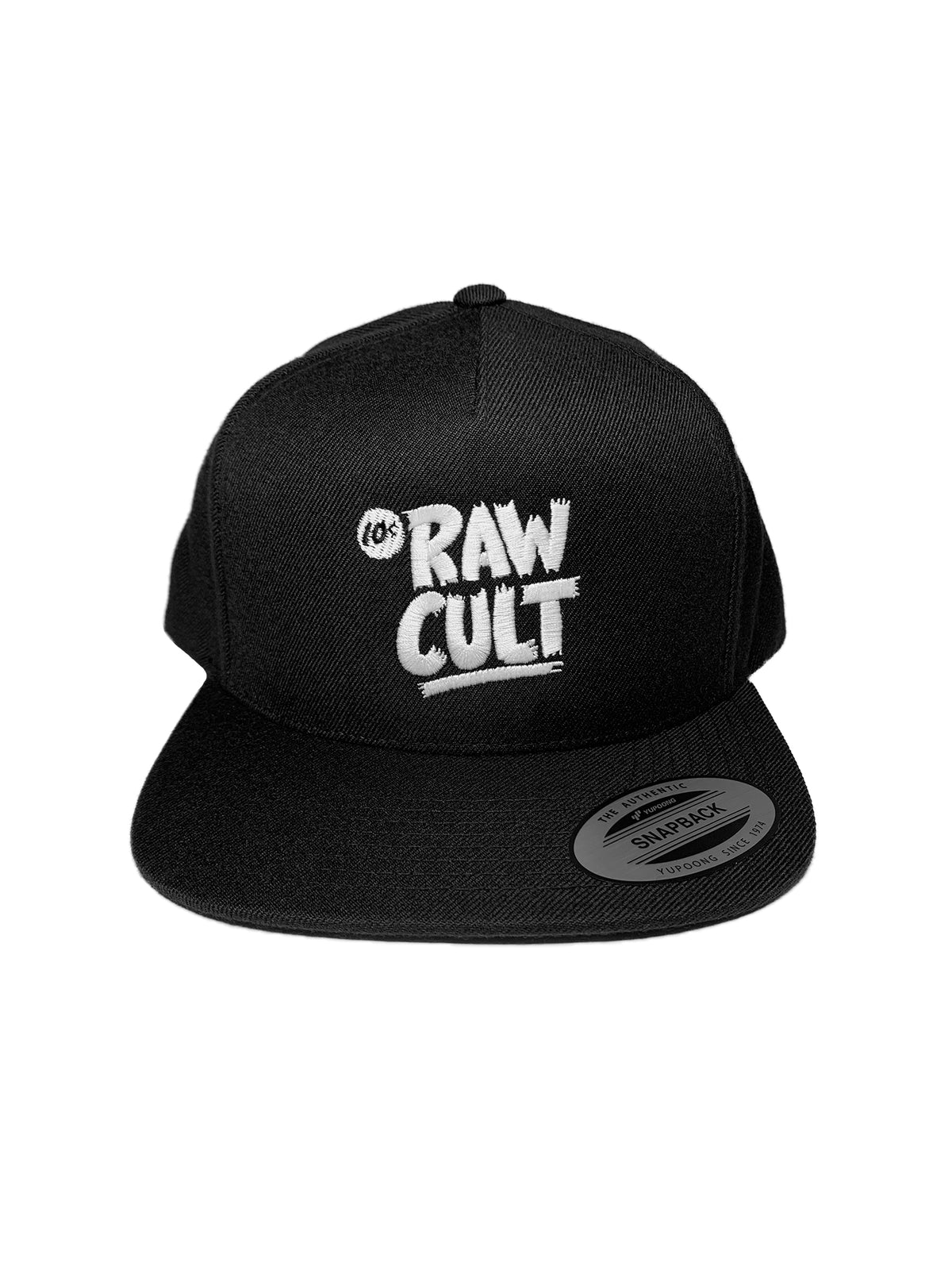 RAW CULT | Casquette snapback avec logo - Blanc sur noir