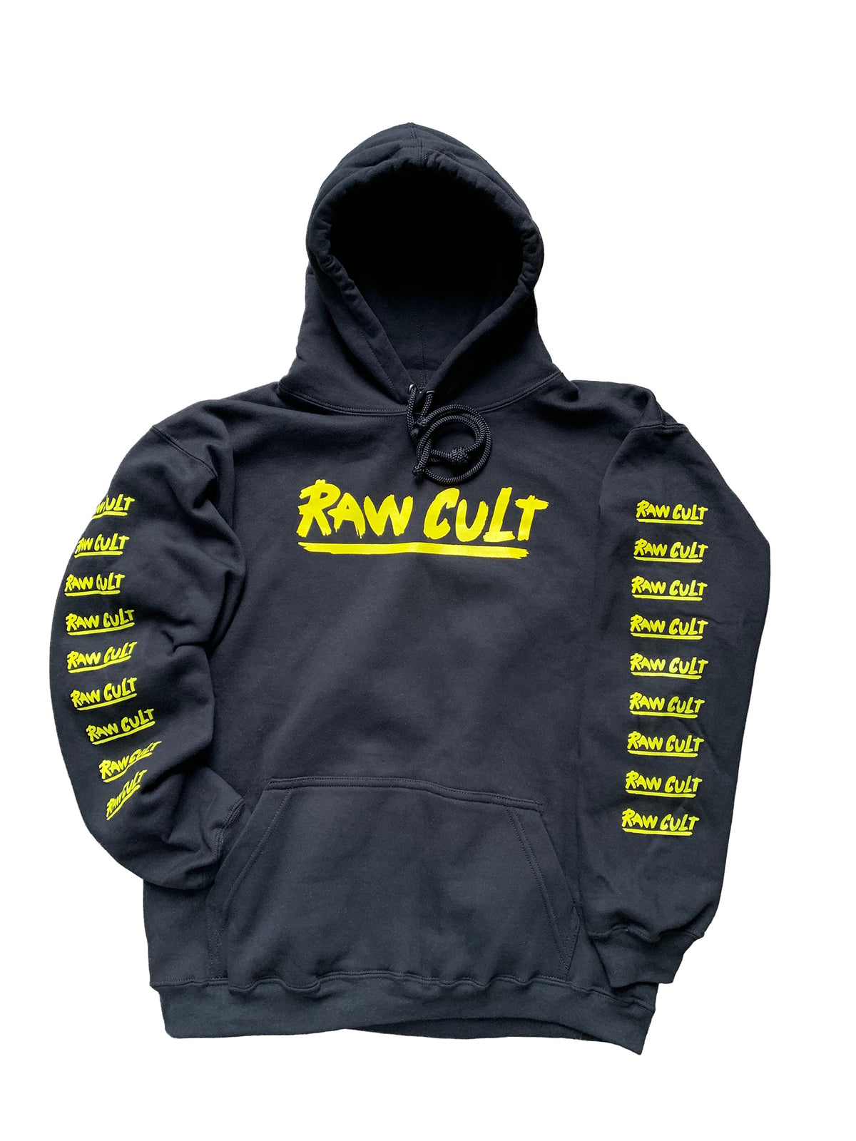 Yellow logo black hoodie