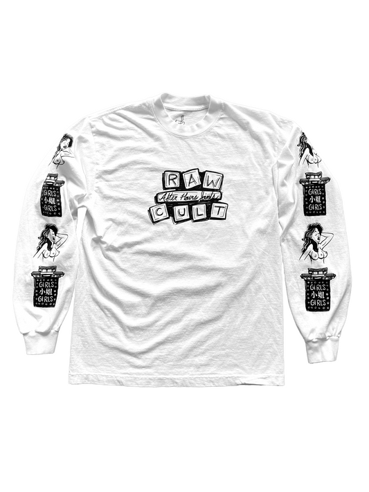 RAW CULT | Camiseta de manga larga After Hours Joints - Negro sobre blanco 