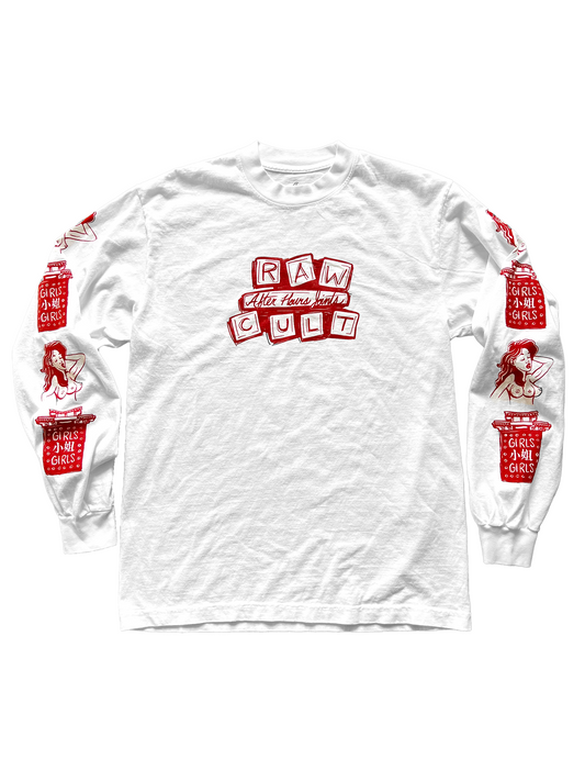 RAW CULT | Camiseta de manga larga After Hours Joints - Rojo sobre blanco 