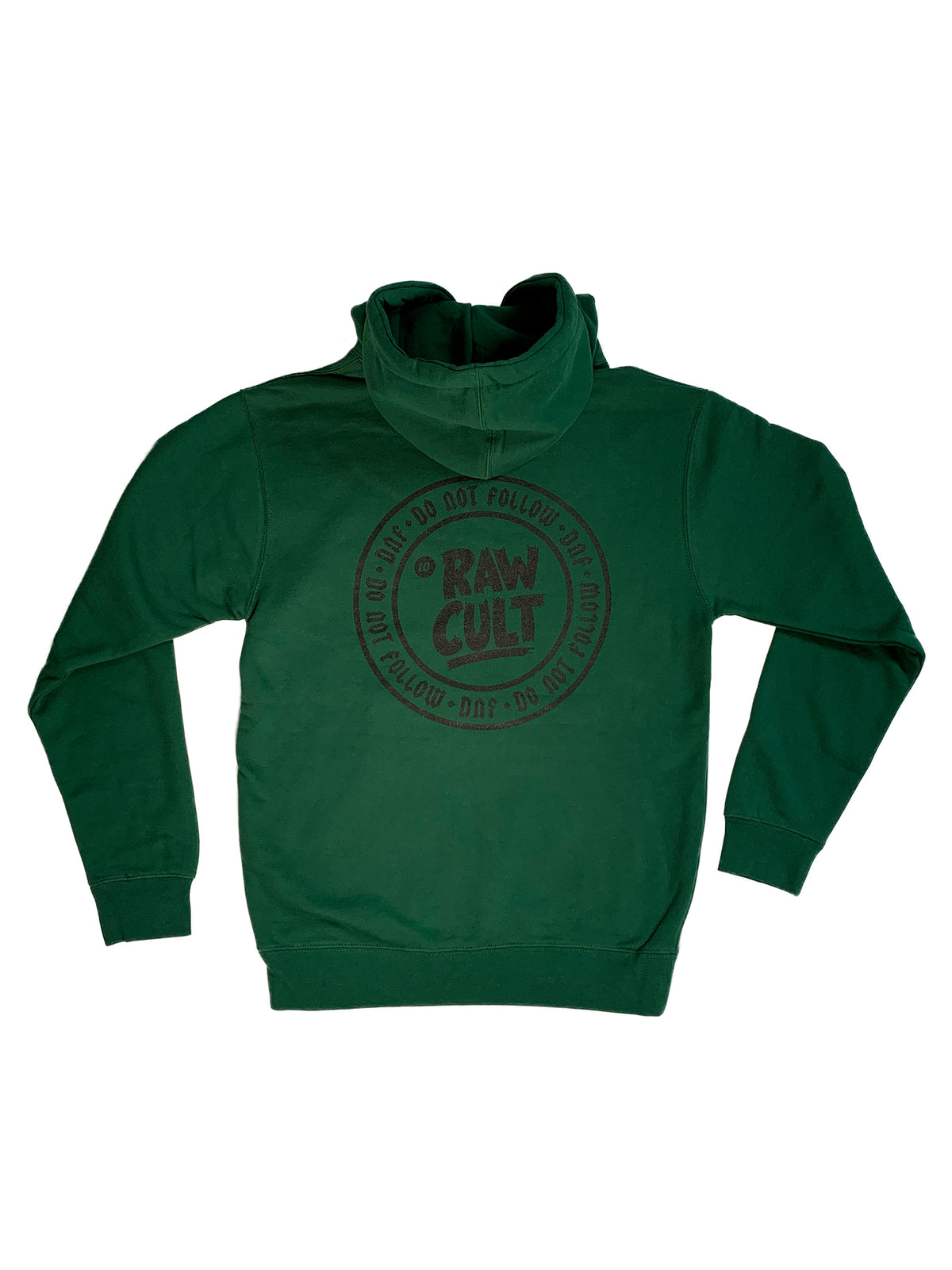 RAW CULT | Sweat à capuche vert avec logo Ganja (Imprimé noir)