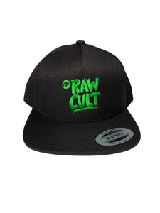 RAW CULT | Logo Snapback Cap - Green on Black