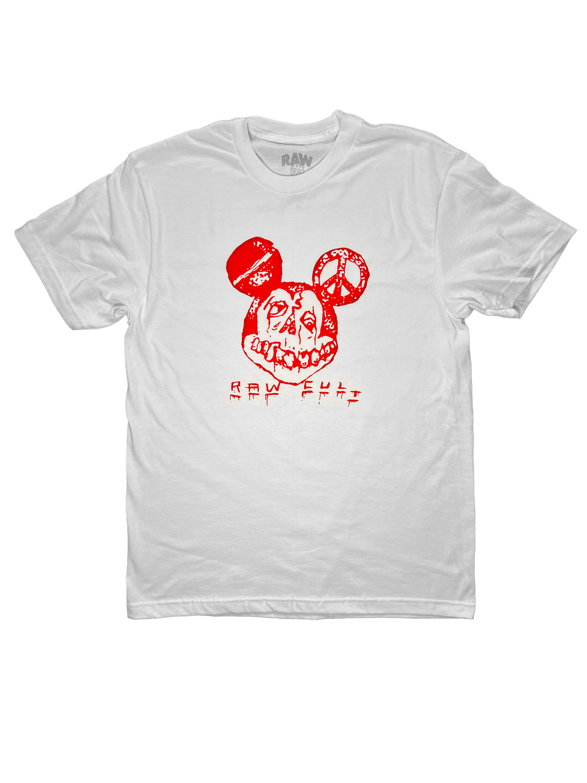 RAW CULT | T-shirt Hell Rat - Rouge sur blanc 