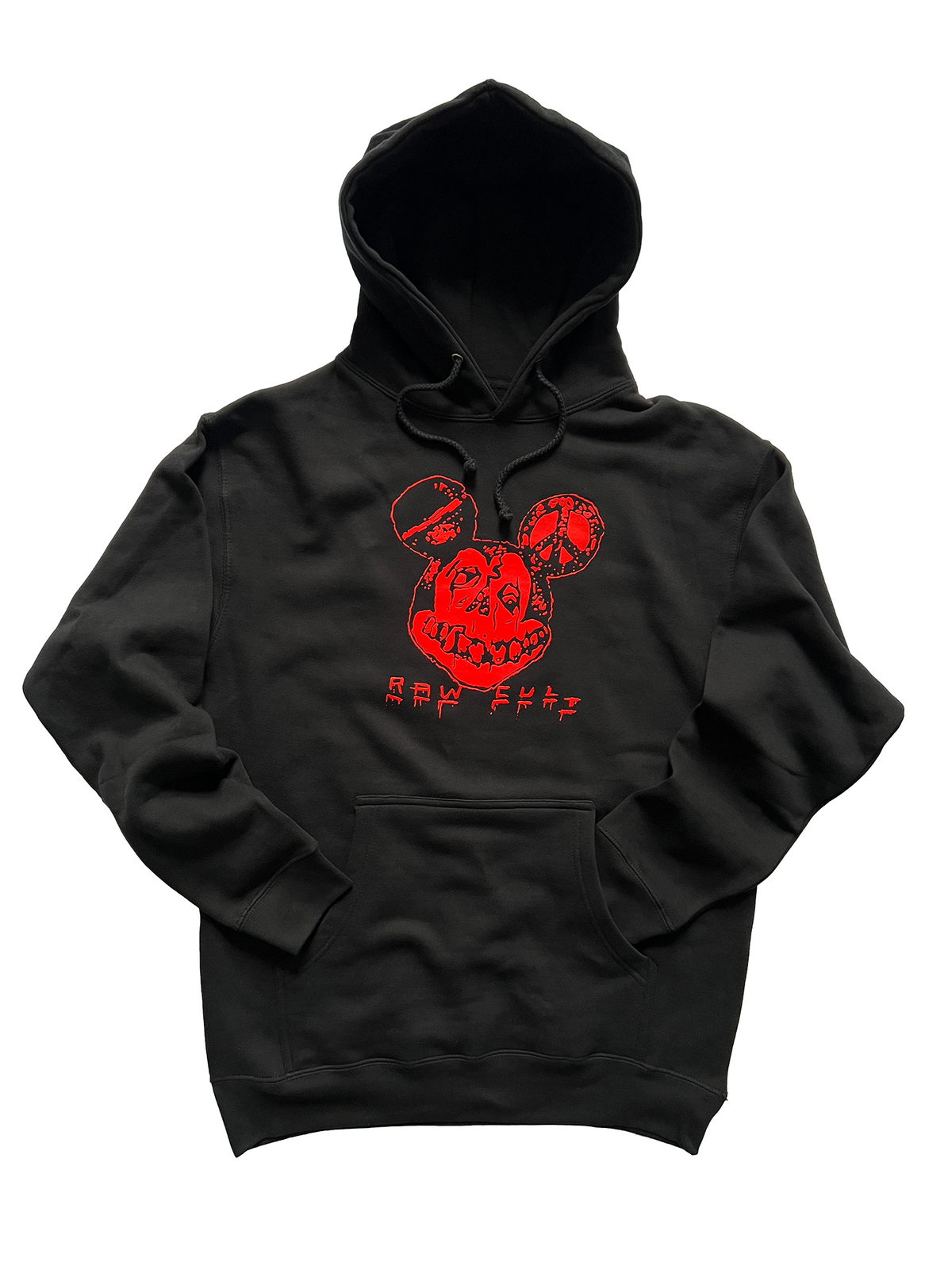 RAW CULT | Sudadera con capucha Hell Rat - Rojo sobre negro 