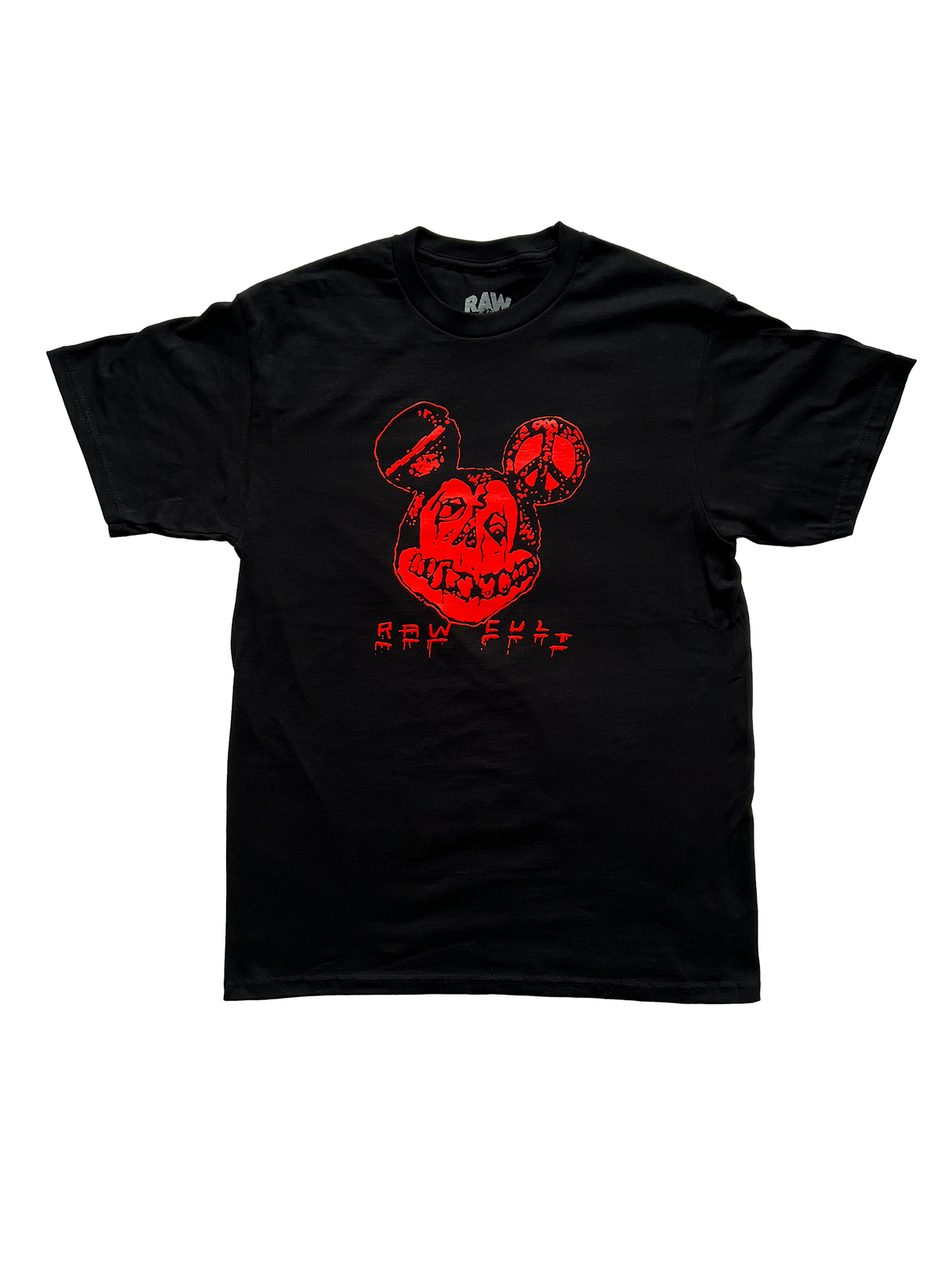 RAW CULT | Camiseta Hell Rat - Rojo sobre negro 