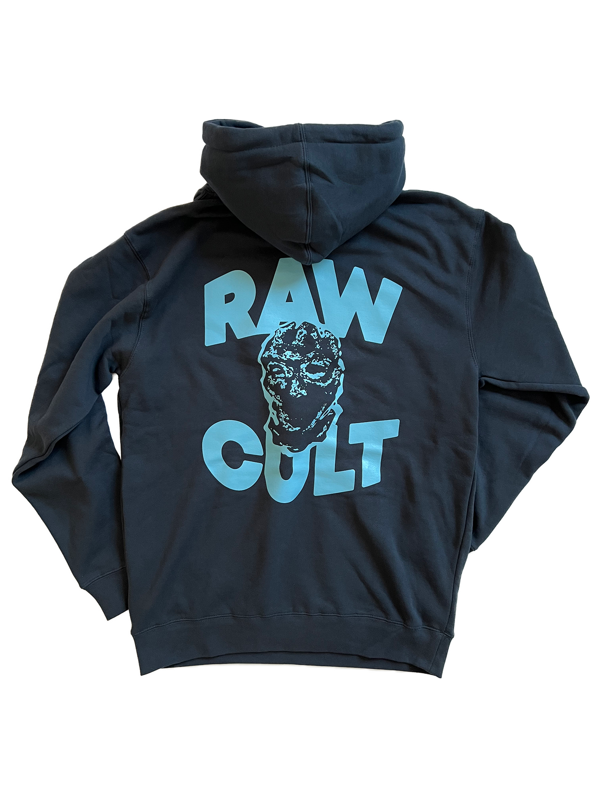 Sudadera con capucha RAW CULT | Mask CULT - Azul bebé sobre azul pizarra