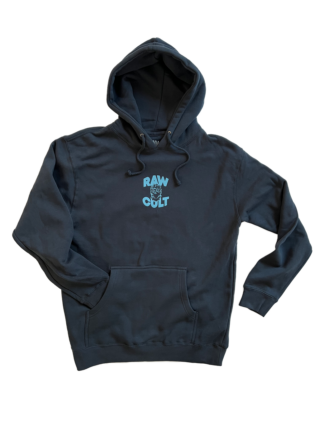 RAW CULT | Sweat à capuche Mask CULT - Bleu bébé sur bleu ardoise