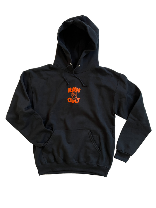 RAW CULT | Sweat à capuche Mask CULT - Orange sur noir