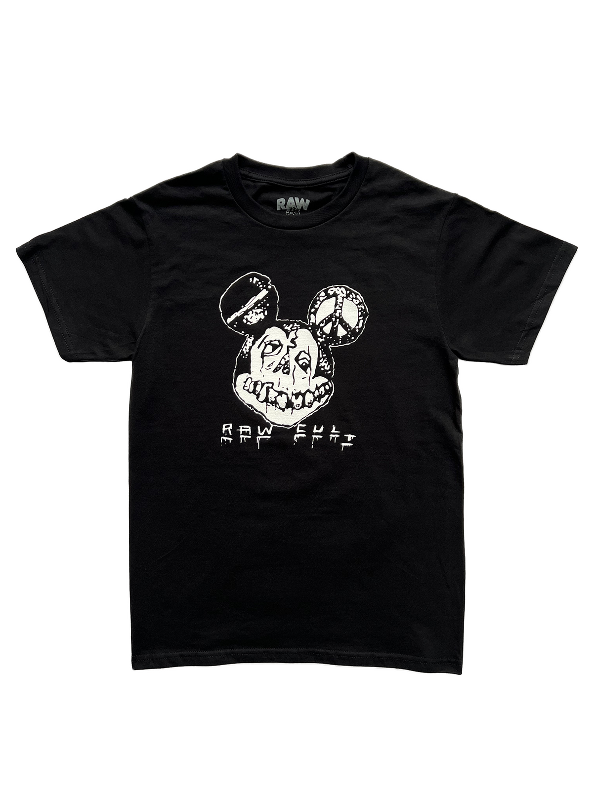 RAW CULT | T-shirt Hell Rat - Blanc sur noir 