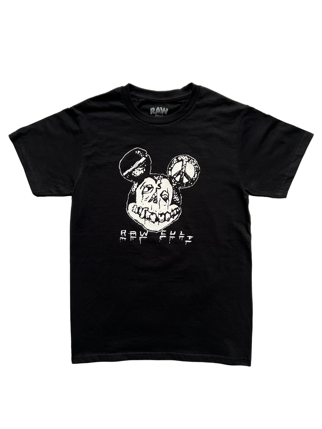 RAW CULT | T-shirt Hell Rat - Blanc sur noir 