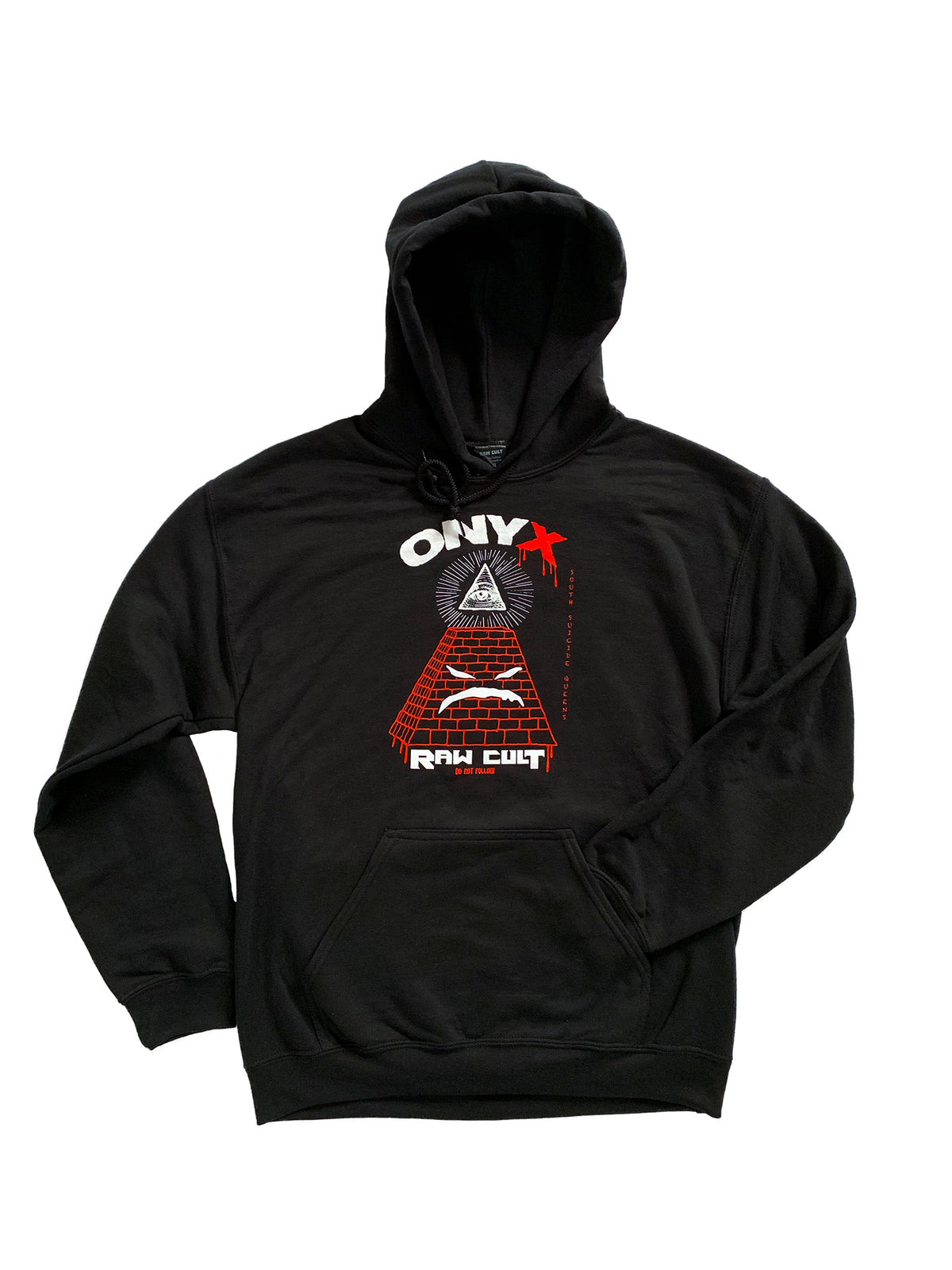 RAW CULT x ONYX - Sudadera con capucha South Suicide Queens/Do Not Follow (negra)