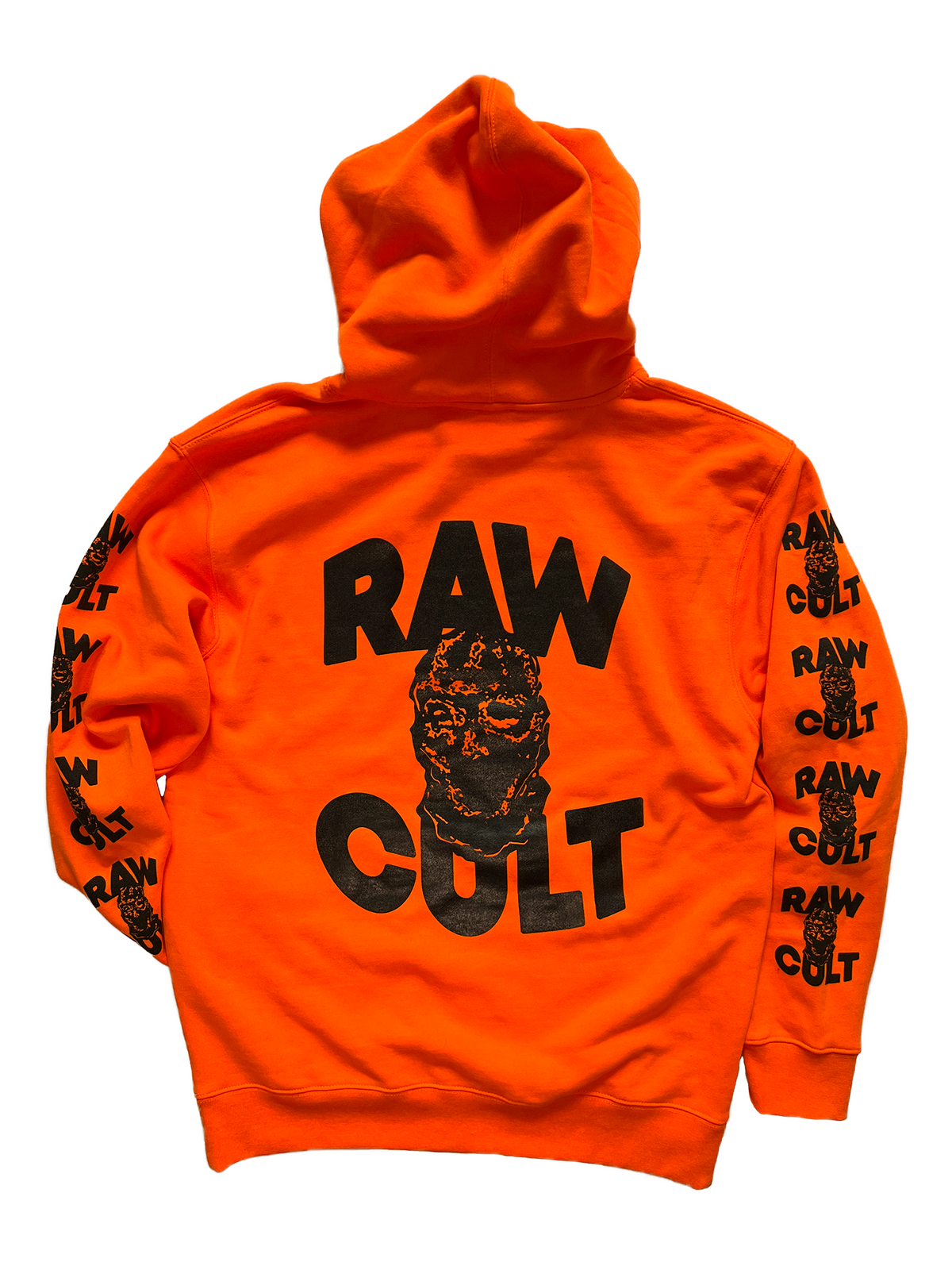 RAW CULT | Sweat à capuche Mask CULT - Noir sur orange