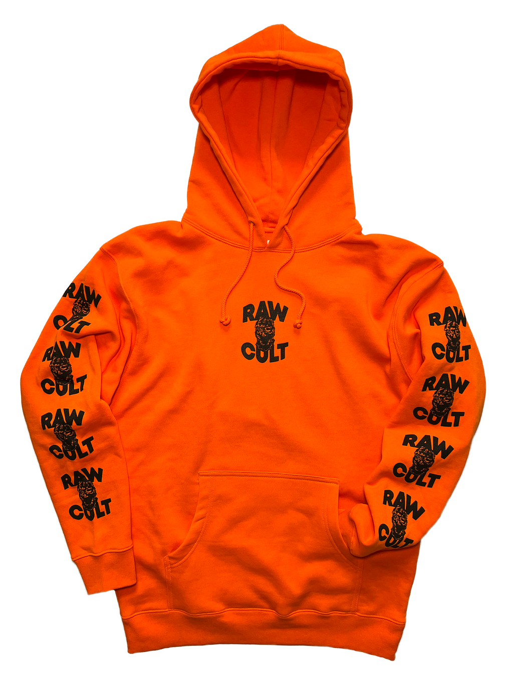 RAW CULT | Sweat à capuche Mask CULT - Noir sur orange