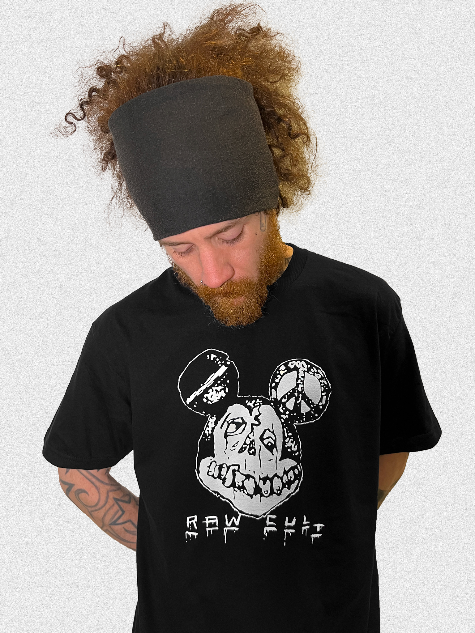 RAW CULT | Hell Rat T-Shirt - White on Black