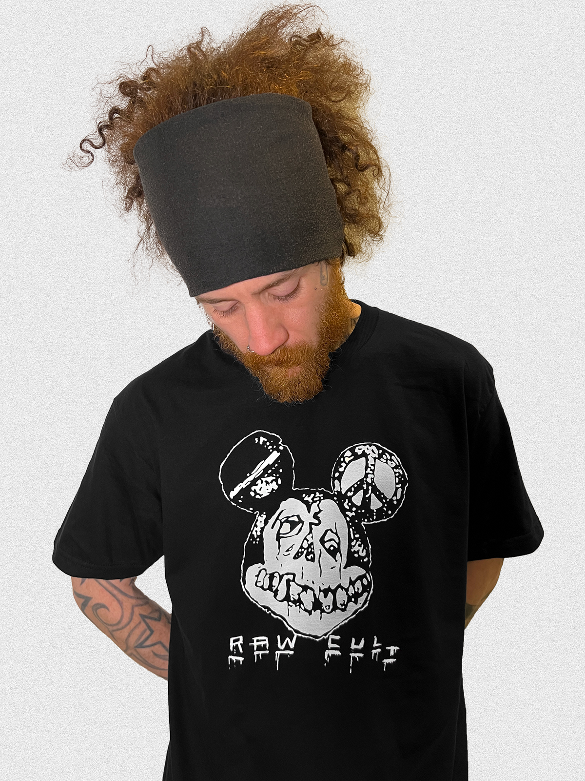RAW CULT | T-shirt Hell Rat - Blanc sur noir 