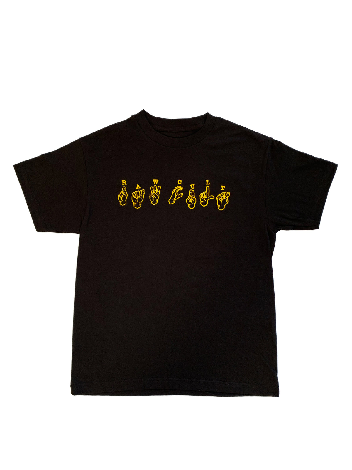 RAW CULT | Camiseta de lenguaje de señas (negra)