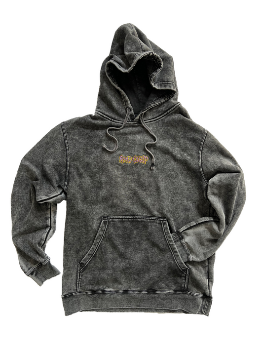 RAW CULT | Sudadera con capucha Thrash Logo - Lavado mineral negro