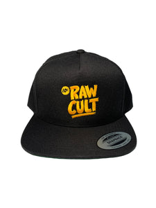 RAW CULT | Logo Snapback Cap - Yellow on Black